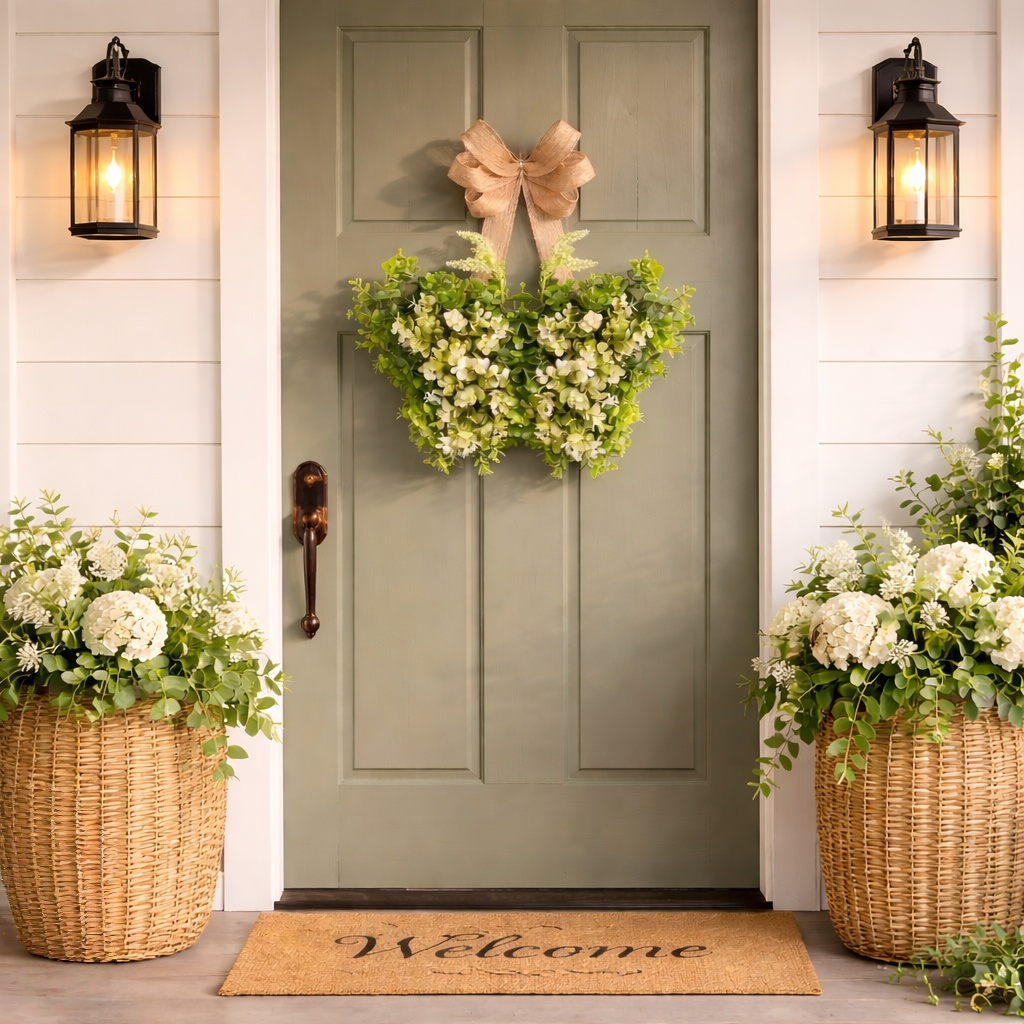 Spring Artificial Flower Butterfly Door Hanging Wreath