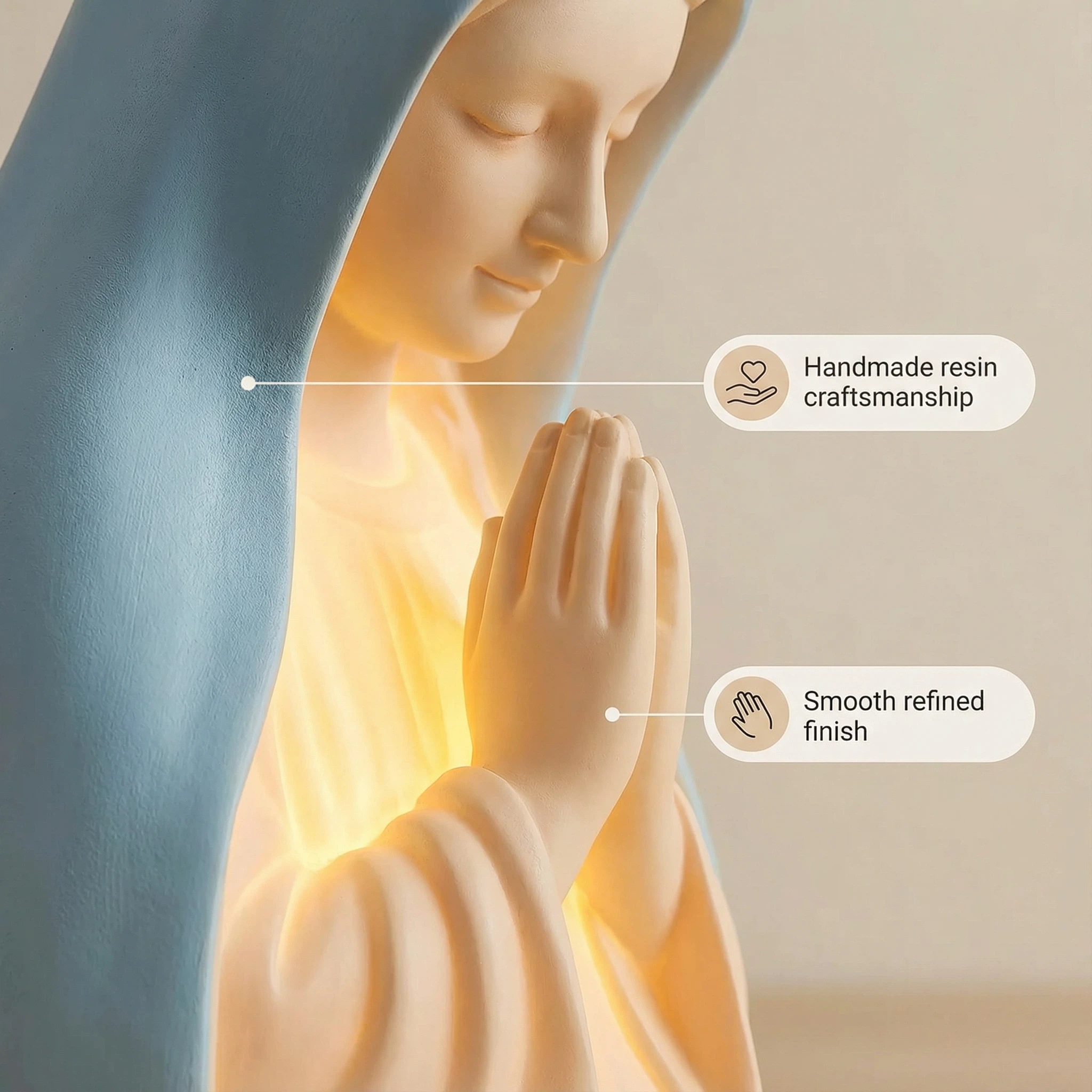 Handmade Resin Virgin Mary Prayer Night Light