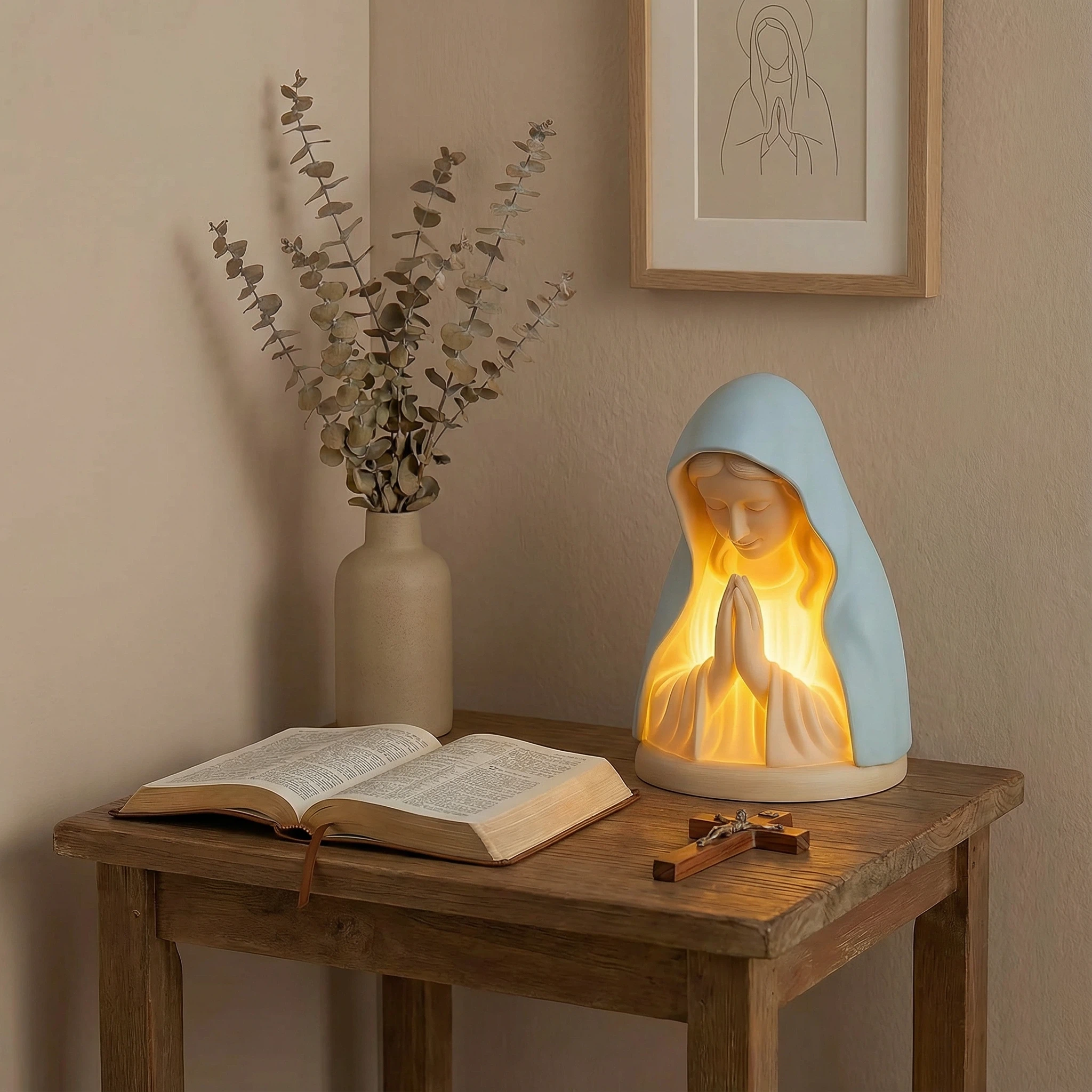 Handmade Resin Virgin Mary Prayer Night Light