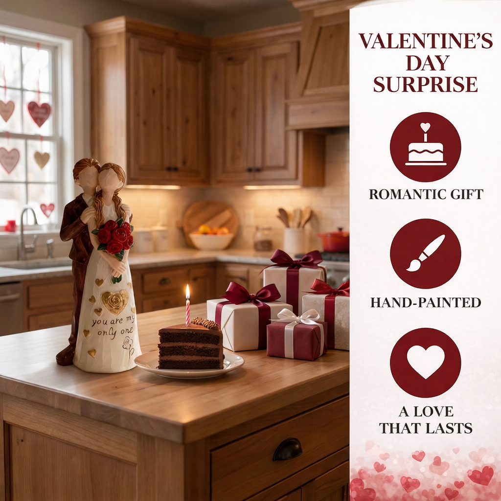 Valentine'S Day Sculpted Hand-Painted Romantic Couple Figurine