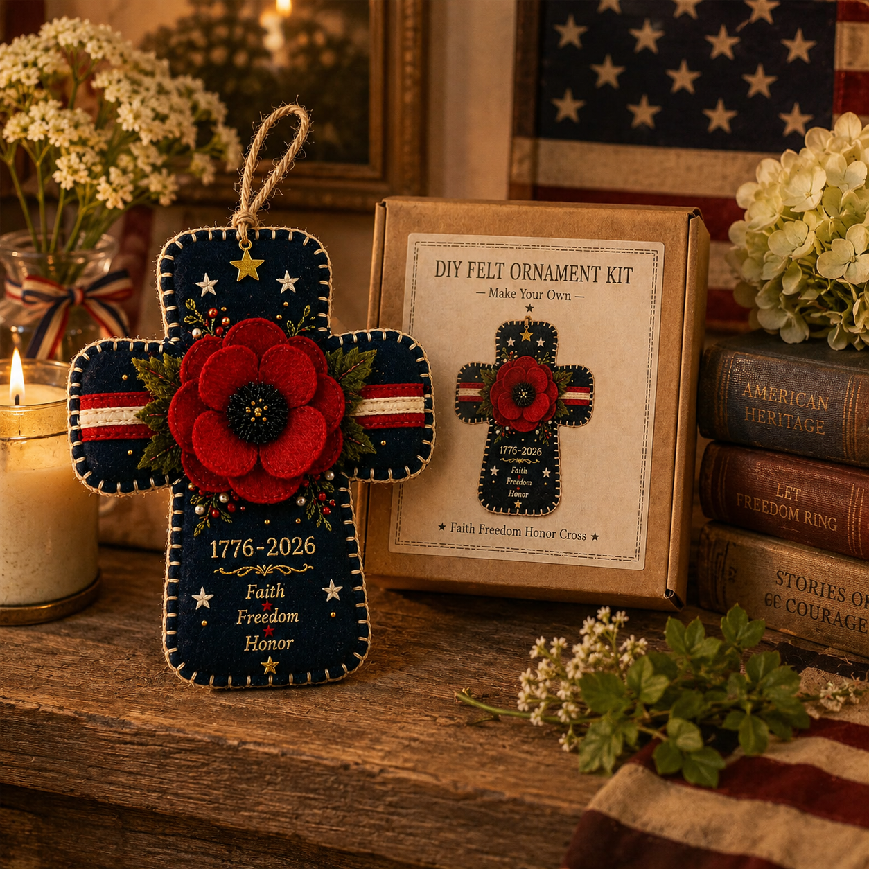 DIY Patriotic Poppy Cross Ornament Kit