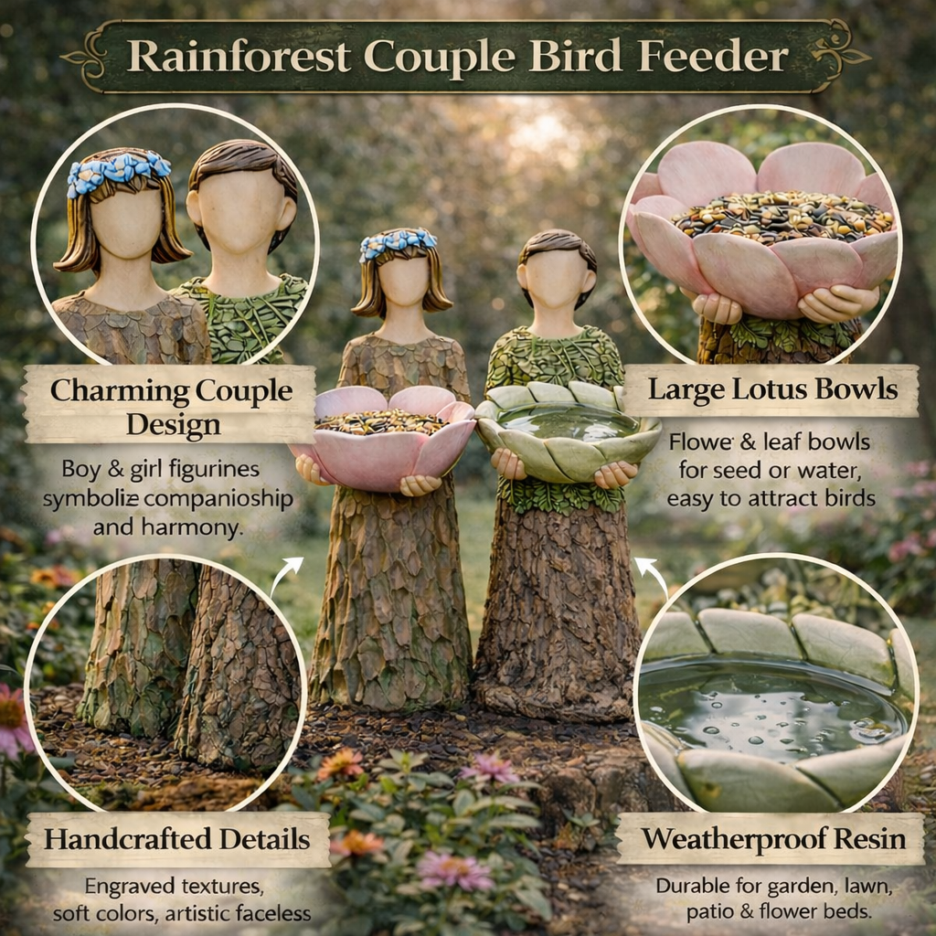 Rainforest Couple Bird Feeder, Unique Resin Bird Feeders, Bird Lovers Gift, Outdoor Garden Decor