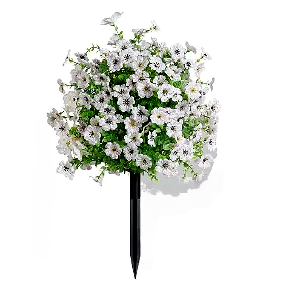 Artificial Boxwood Topiary Ball with Violet Flowers & Ground Spikes