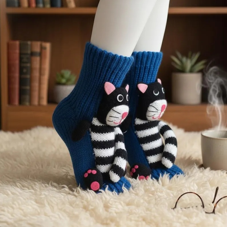 Handmade Knitted  Cozy Winter Slipper Socks