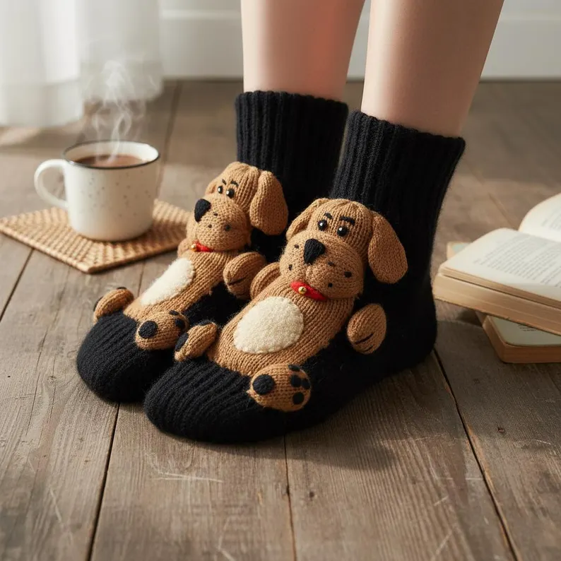 Handmade Knitted  Cozy Winter Slipper Socks