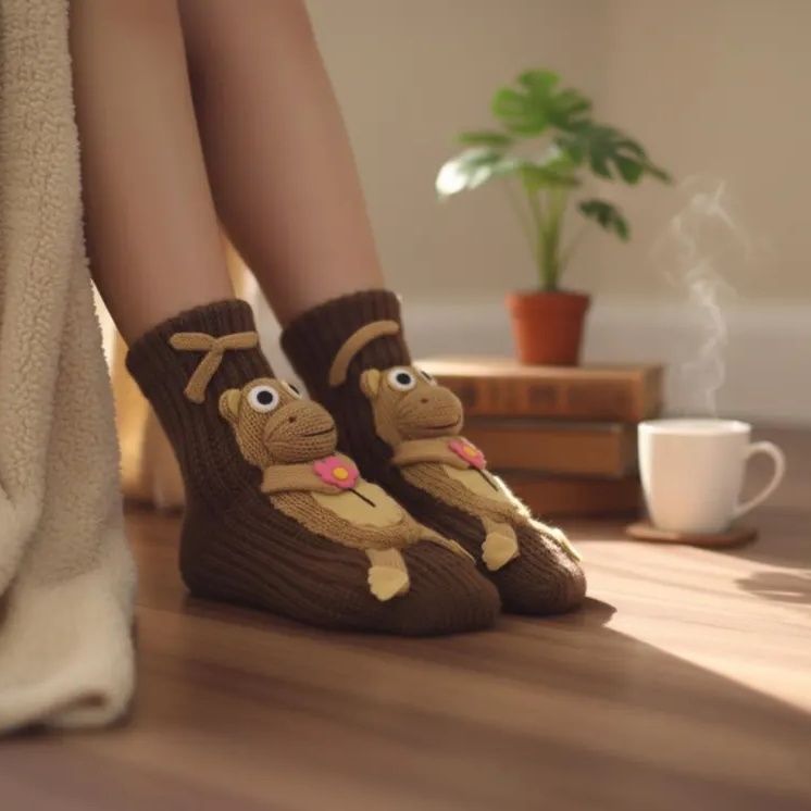 Handmade Knitted  Cozy Winter Slipper Socks