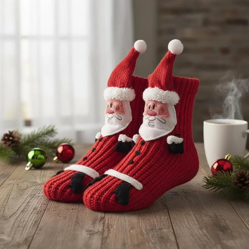 Handmade Knitted  Cozy Winter Slipper Socks