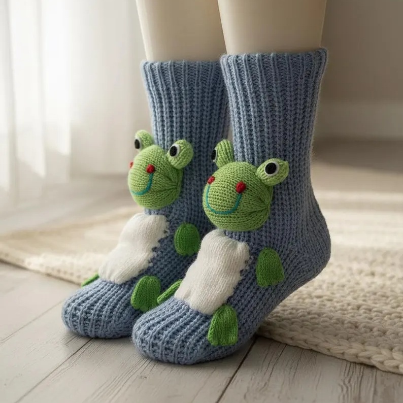 Handmade Knitted  Cozy Winter Slipper Socks