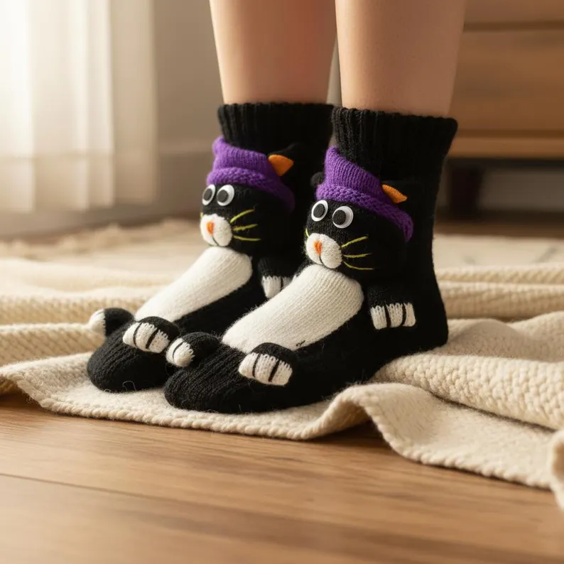 Handmade Knitted  Cozy Winter Slipper Socks