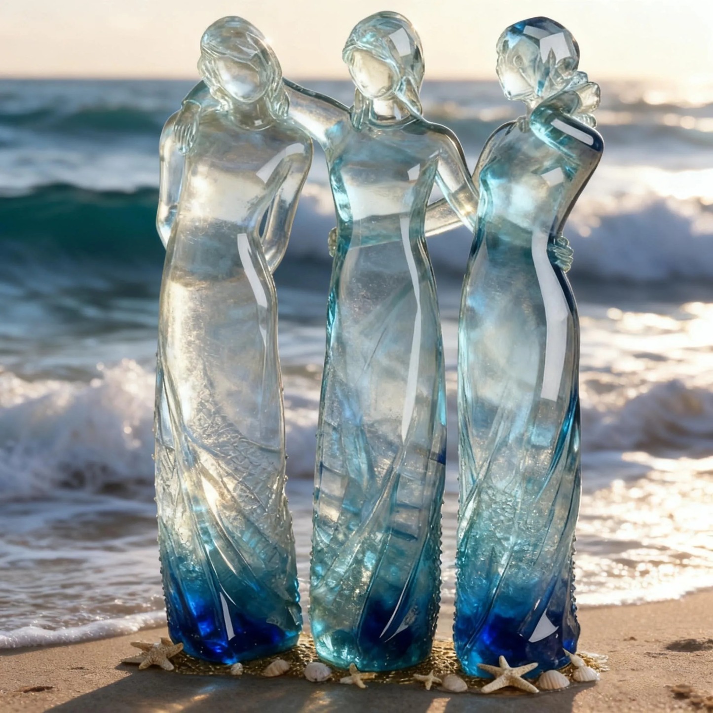 Celebrates Friendships Sea Glass Sisters Sculpture