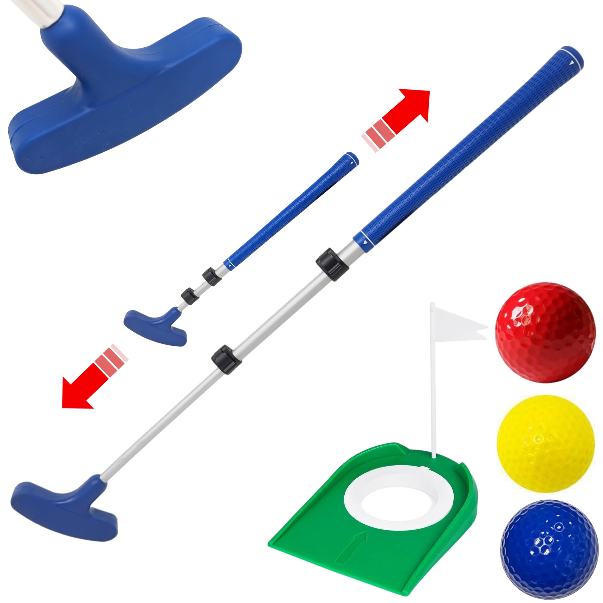 Extendable Shaft for Junior Golfers Includes 3 Balls ,Cup with Flag