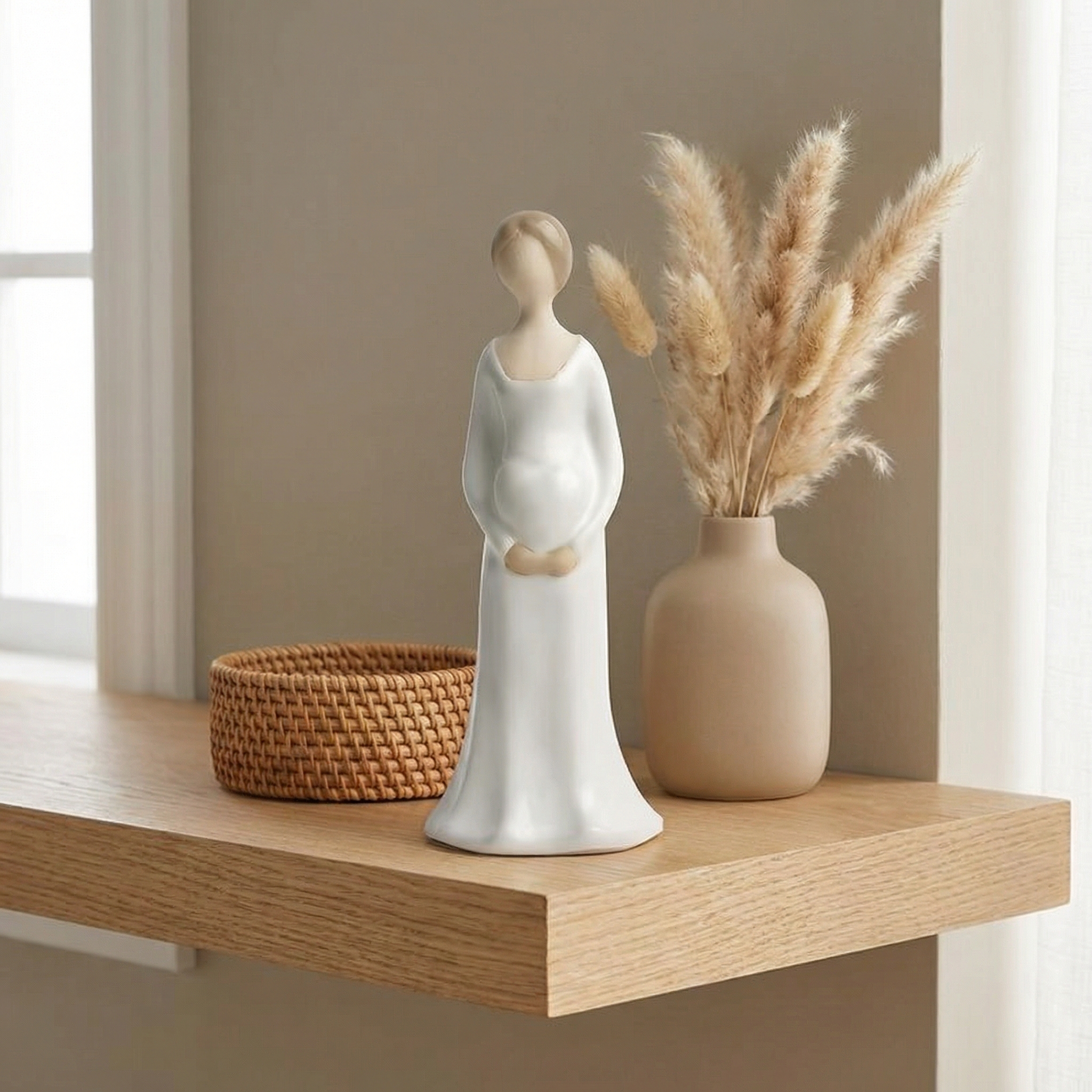 Minimalist Pregnant Woman Figurine for Indoor/Outdoor Decor, Mother’s Day Gift & Baby Shower Keepsake