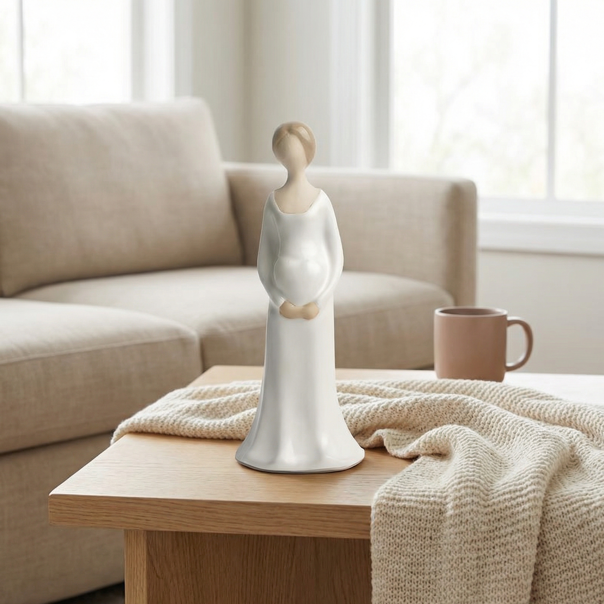 Minimalist Pregnant Woman Figurine for Indoor/Outdoor Decor, Mother’s Day Gift & Baby Shower Keepsake