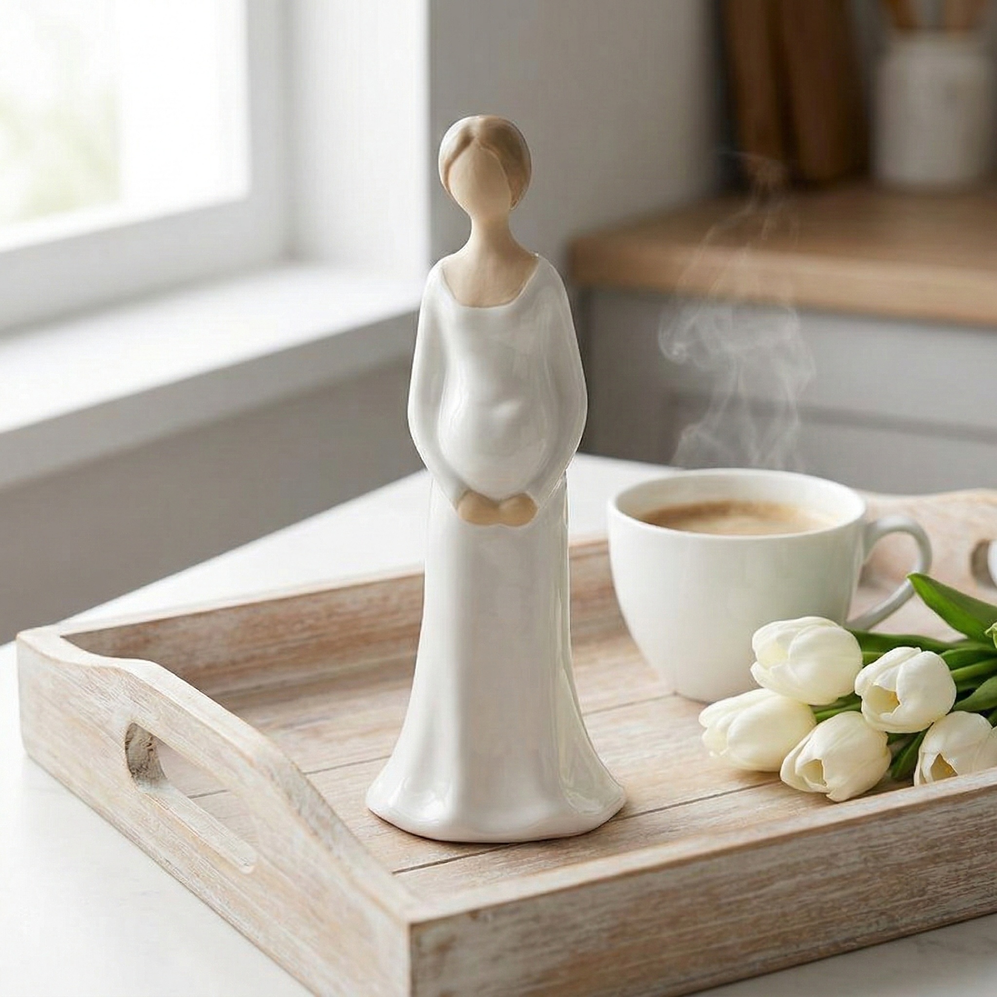 Minimalist Pregnant Woman Figurine for Indoor/Outdoor Decor, Mother’s Day Gift & Baby Shower Keepsake