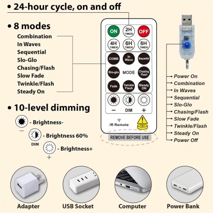 🎄Early Christmas Sale🔥Fairy String Hanging  Curtain Lights with Remote