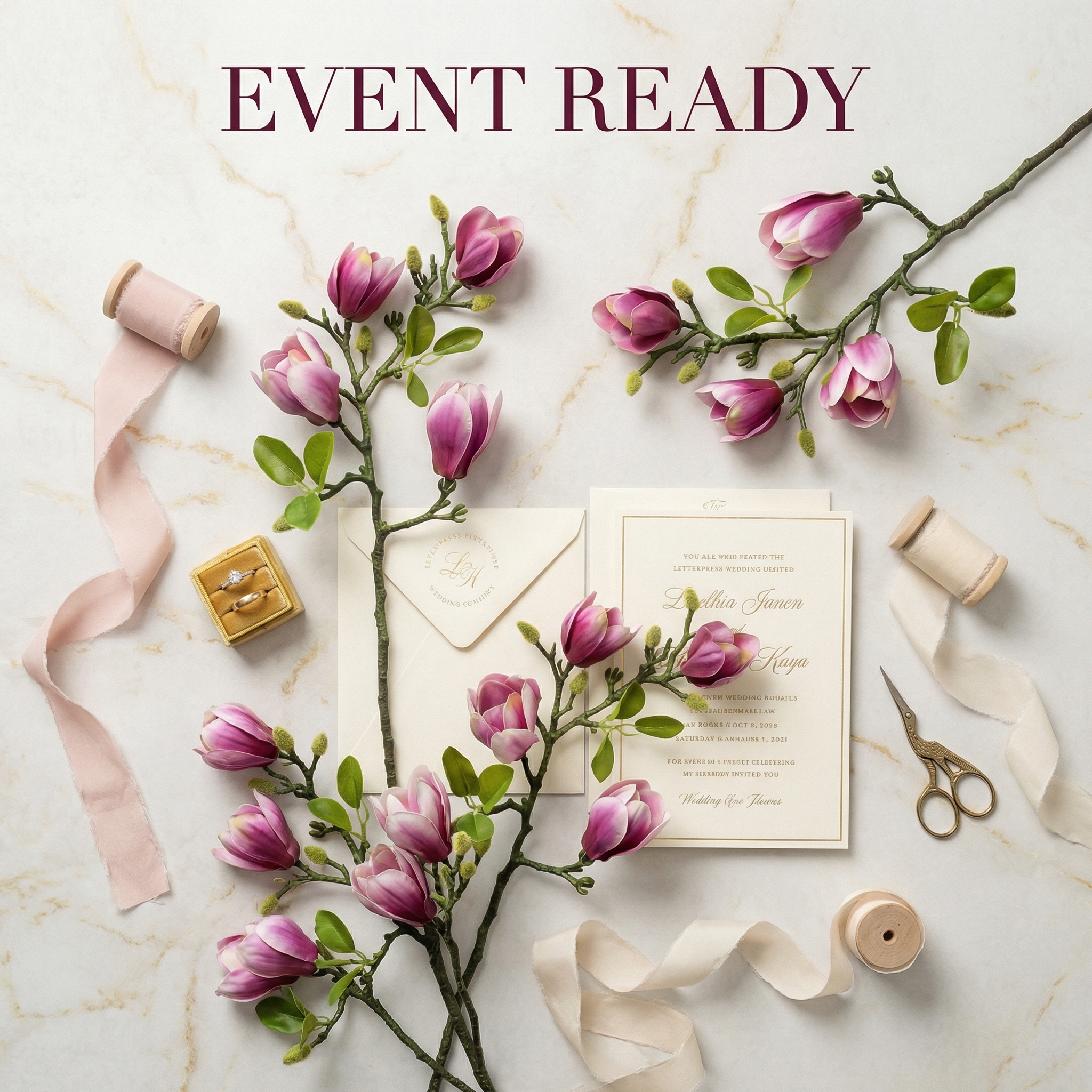 Artificial Magnolia Flower Branches Stem