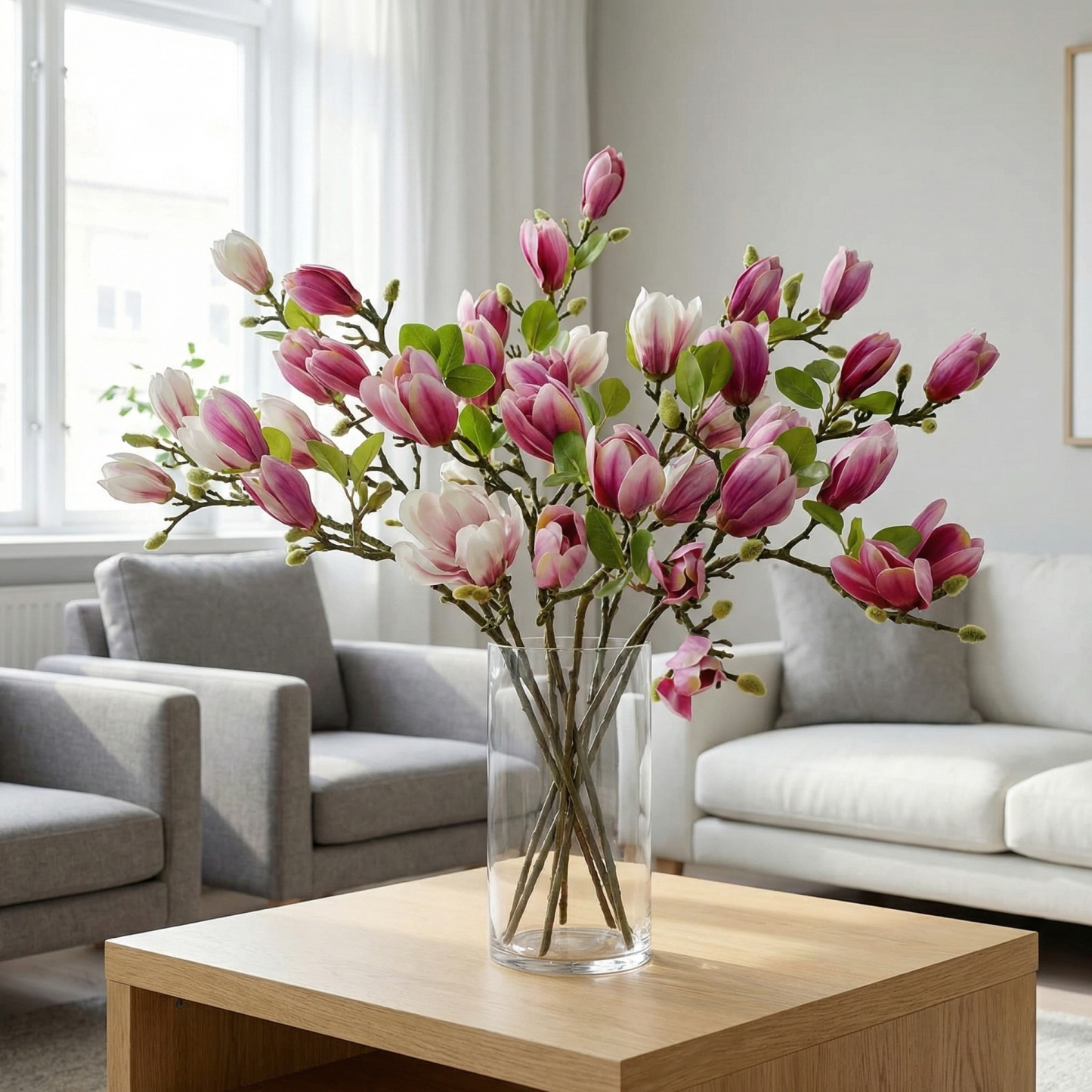 Artificial Magnolia Flower Branches Stem