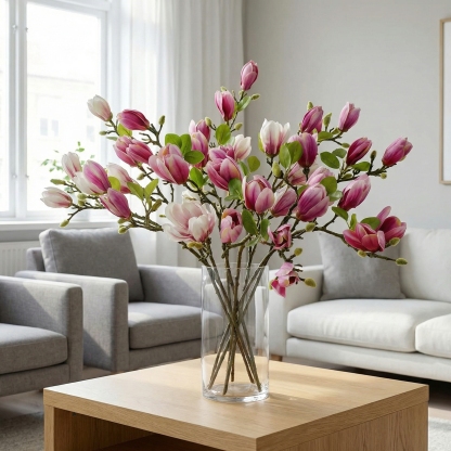 Artificial Magnolia Flower Branches Stem