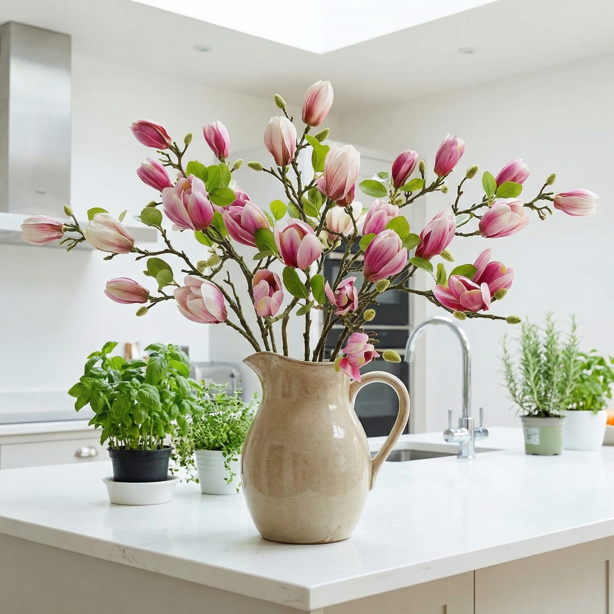 Artificial Magnolia Flower Branches Stem