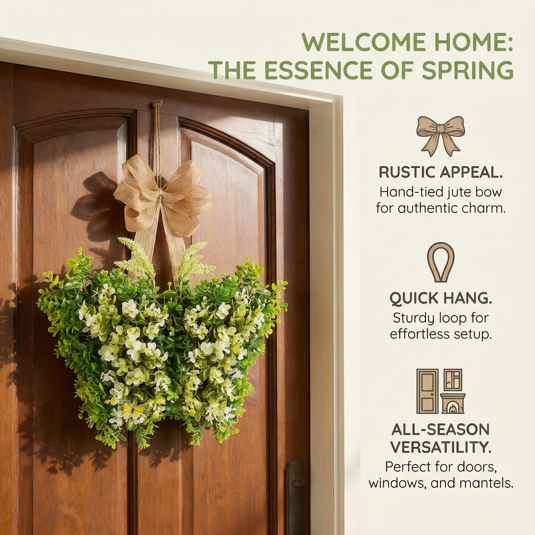 Spring Artificial Flower Butterfly Door Hanging Wreath