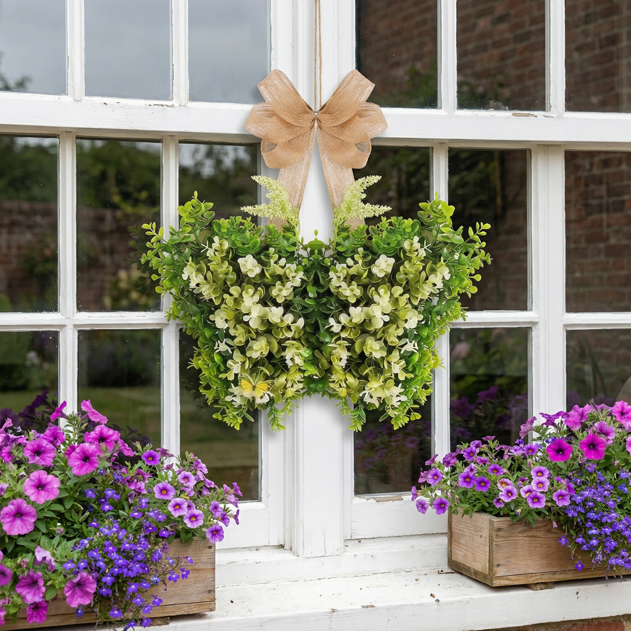 Spring Artificial Flower Butterfly Door Hanging Wreath