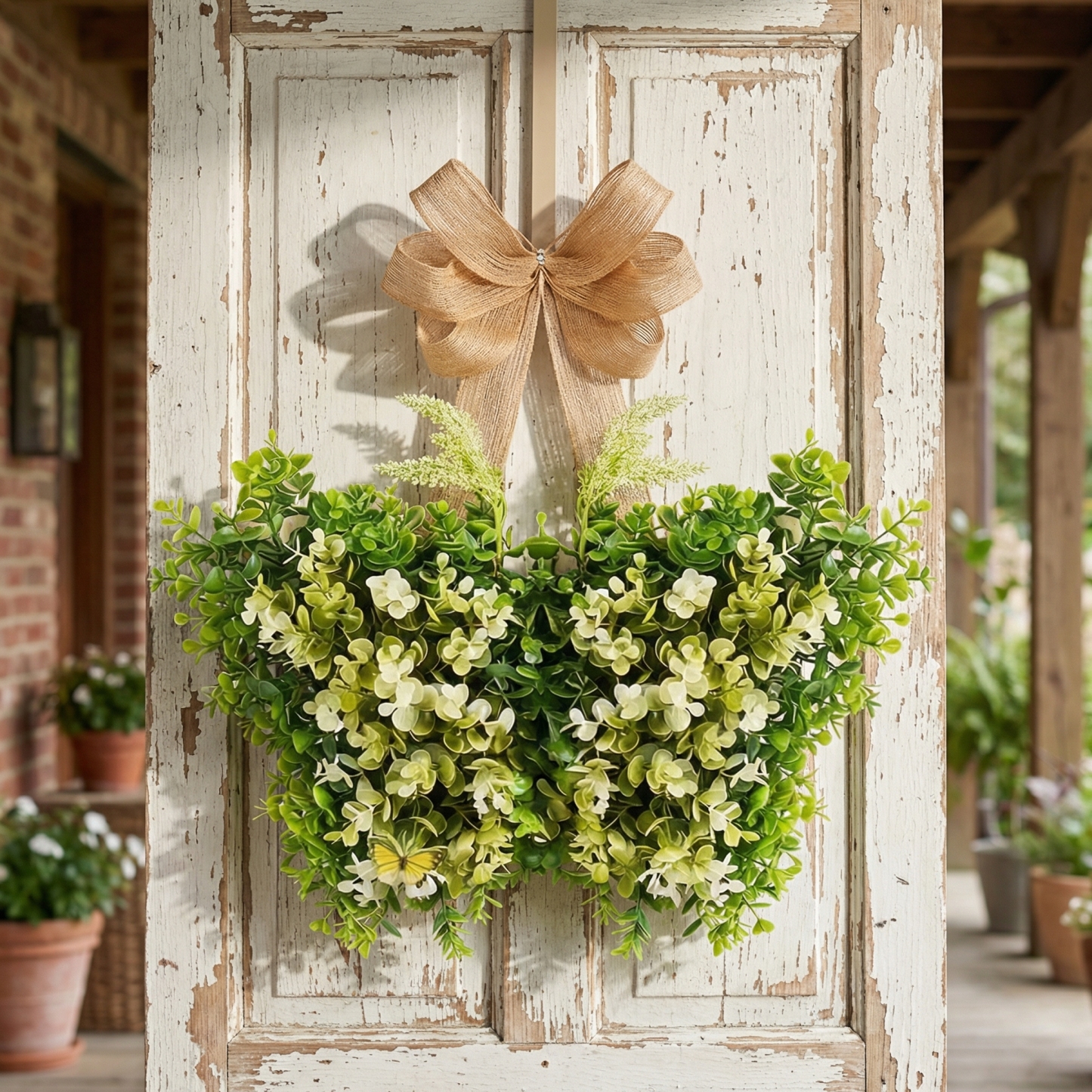 Spring Artificial Flower Butterfly Door Hanging Wreath