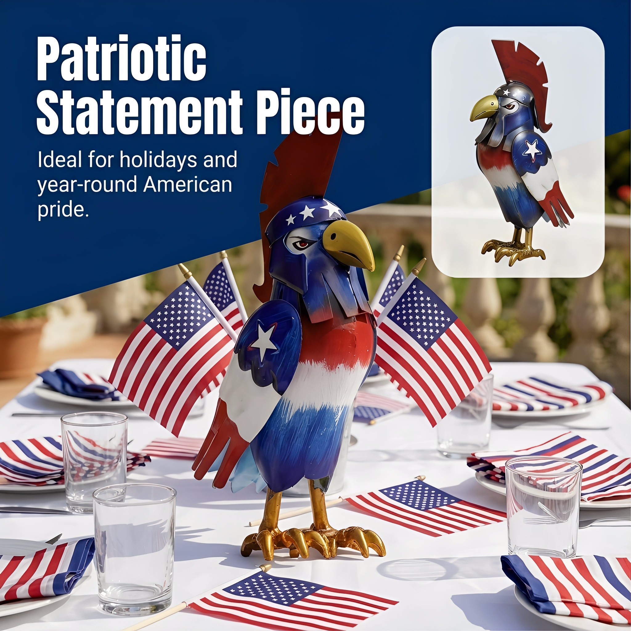 Patriotic Metal Eagle Figurine