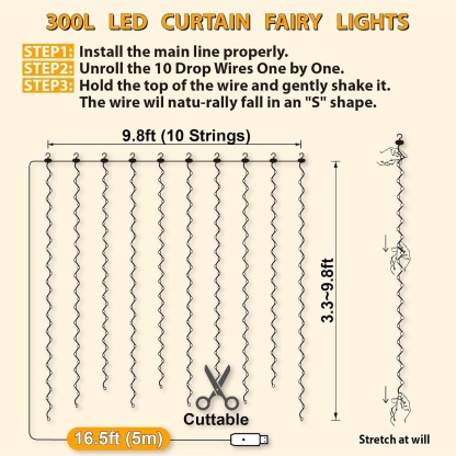 🎄Early Christmas Sale🔥Fairy String Hanging  Curtain Lights with Remote