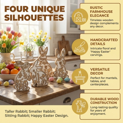 Easter Rabbit Table Wooden Signboard Decorative