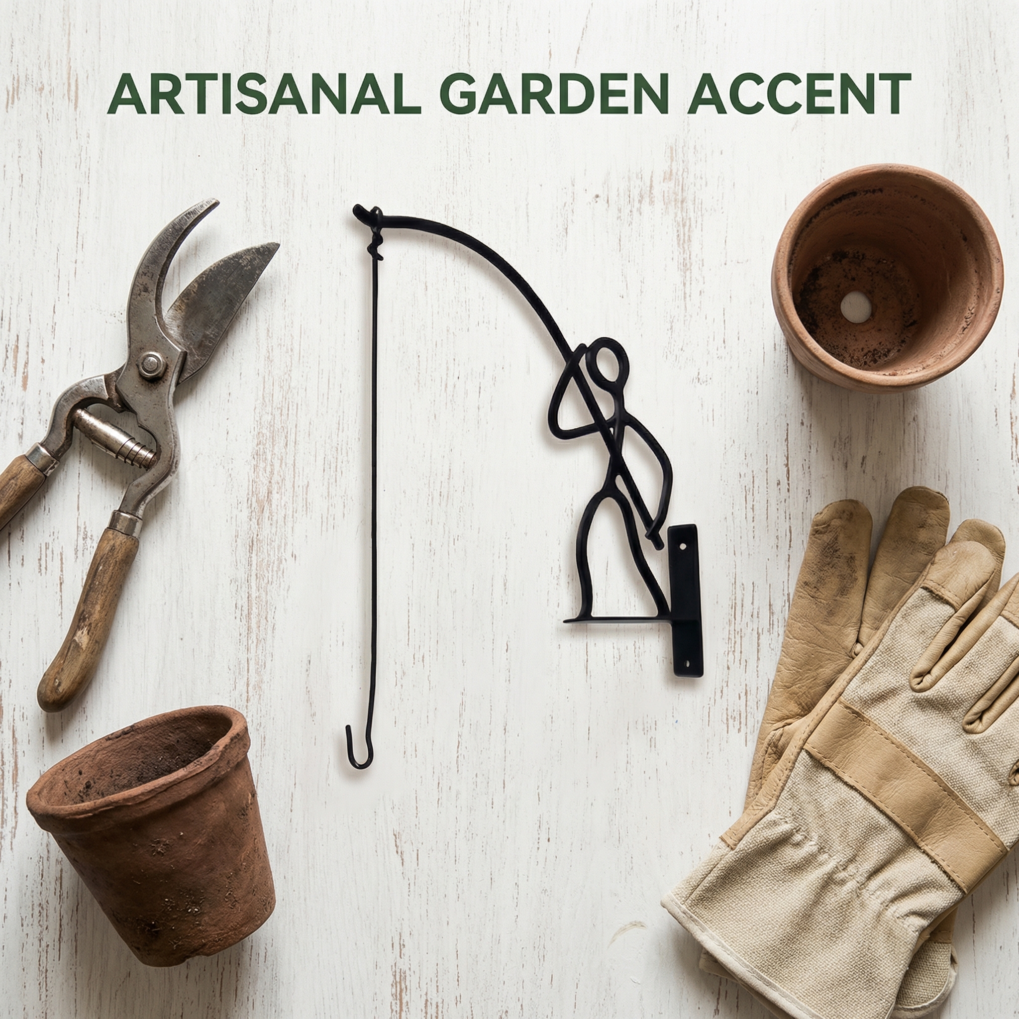 Creative Iron Fisherman Wall Planter Holder