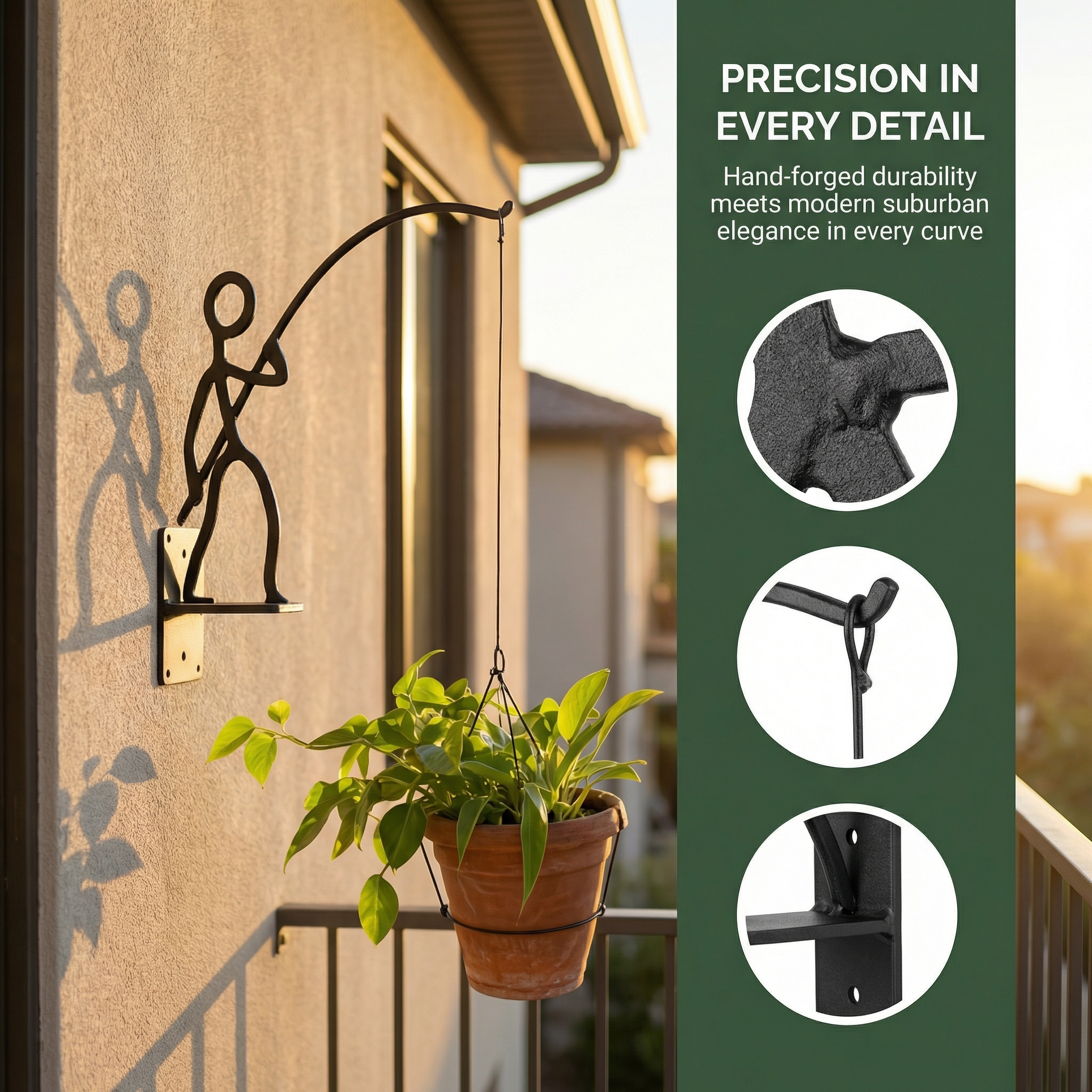 Creative Iron Fisherman Wall Planter Holder