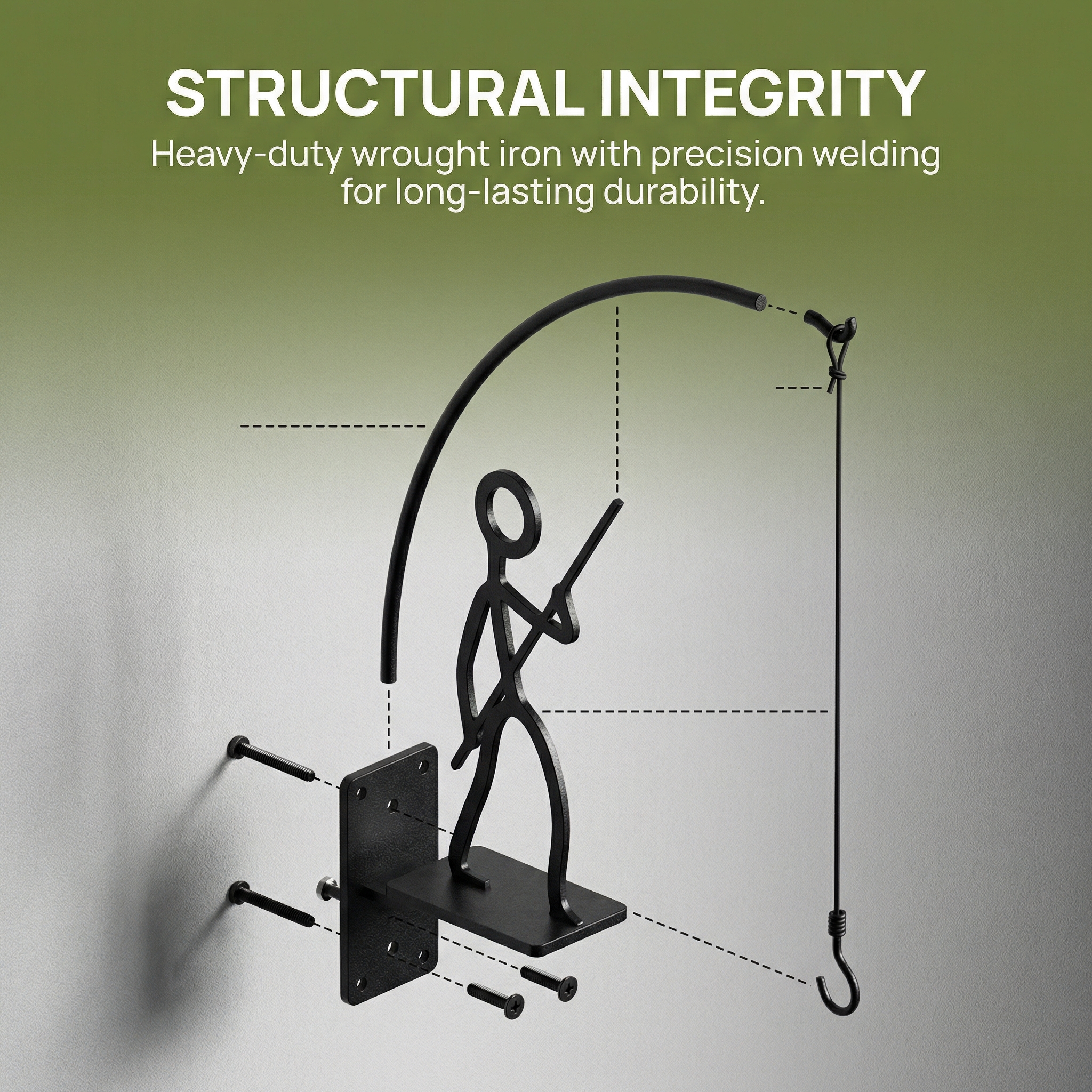 Creative Iron Fisherman Wall Planter Holder