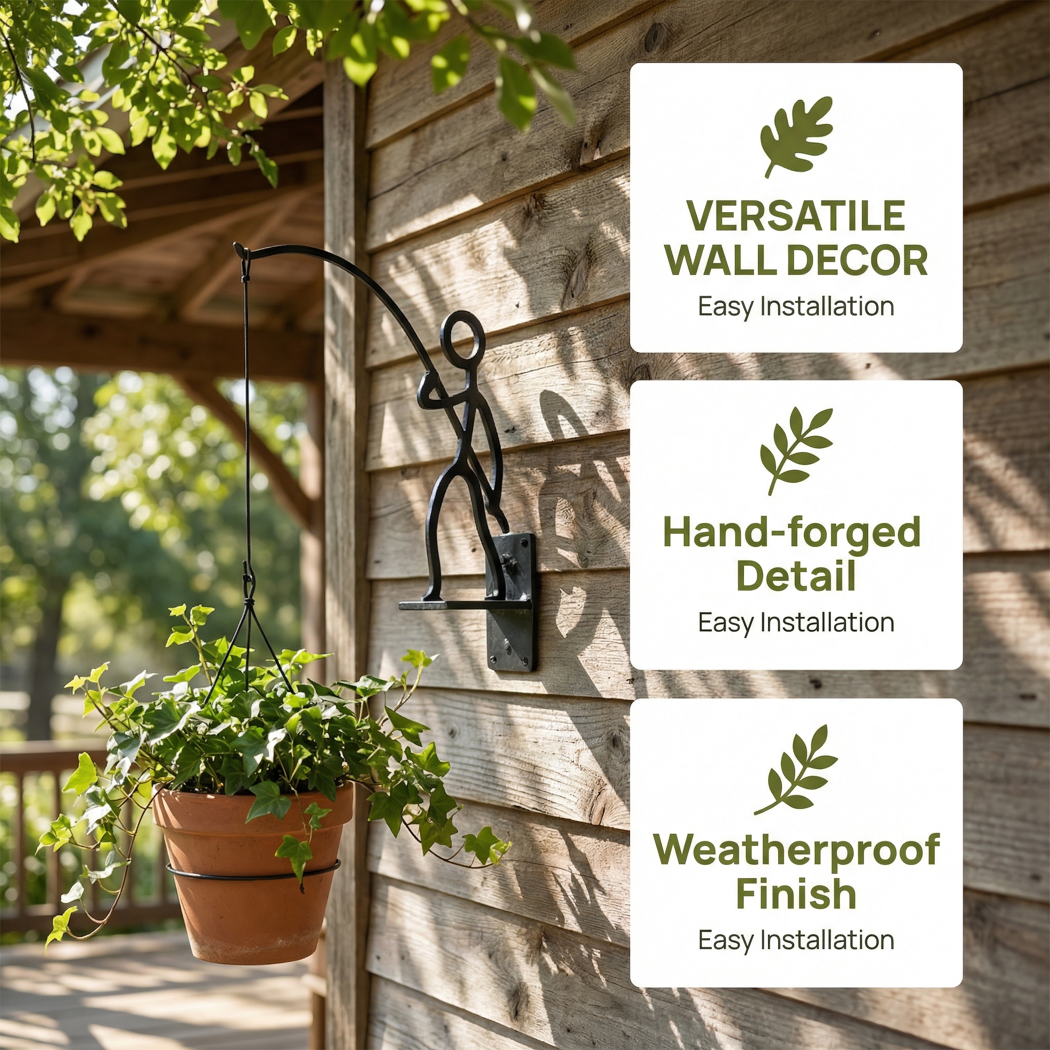 Creative Iron Fisherman Wall Planter Holder