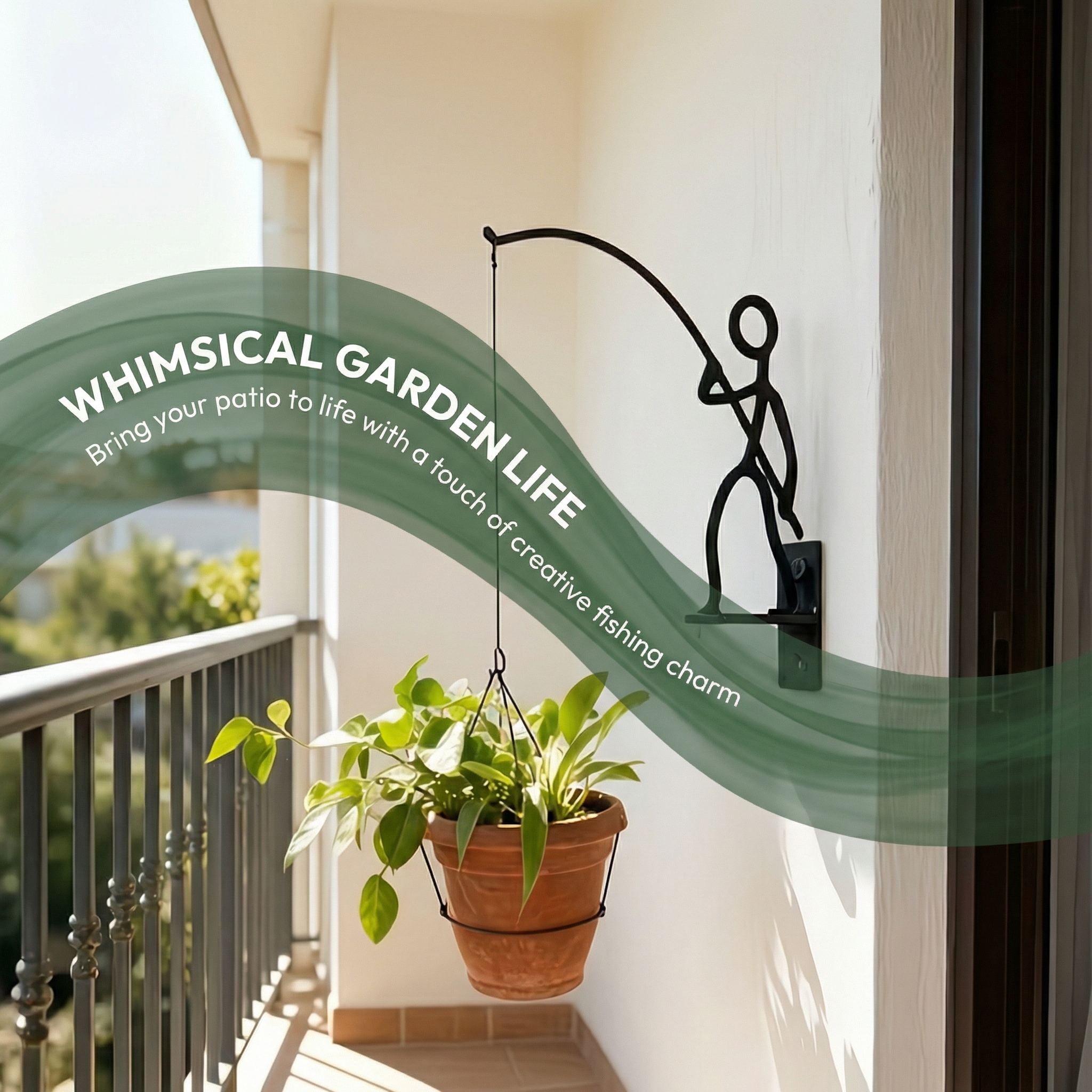 Creative Iron Fisherman Wall Planter Holder