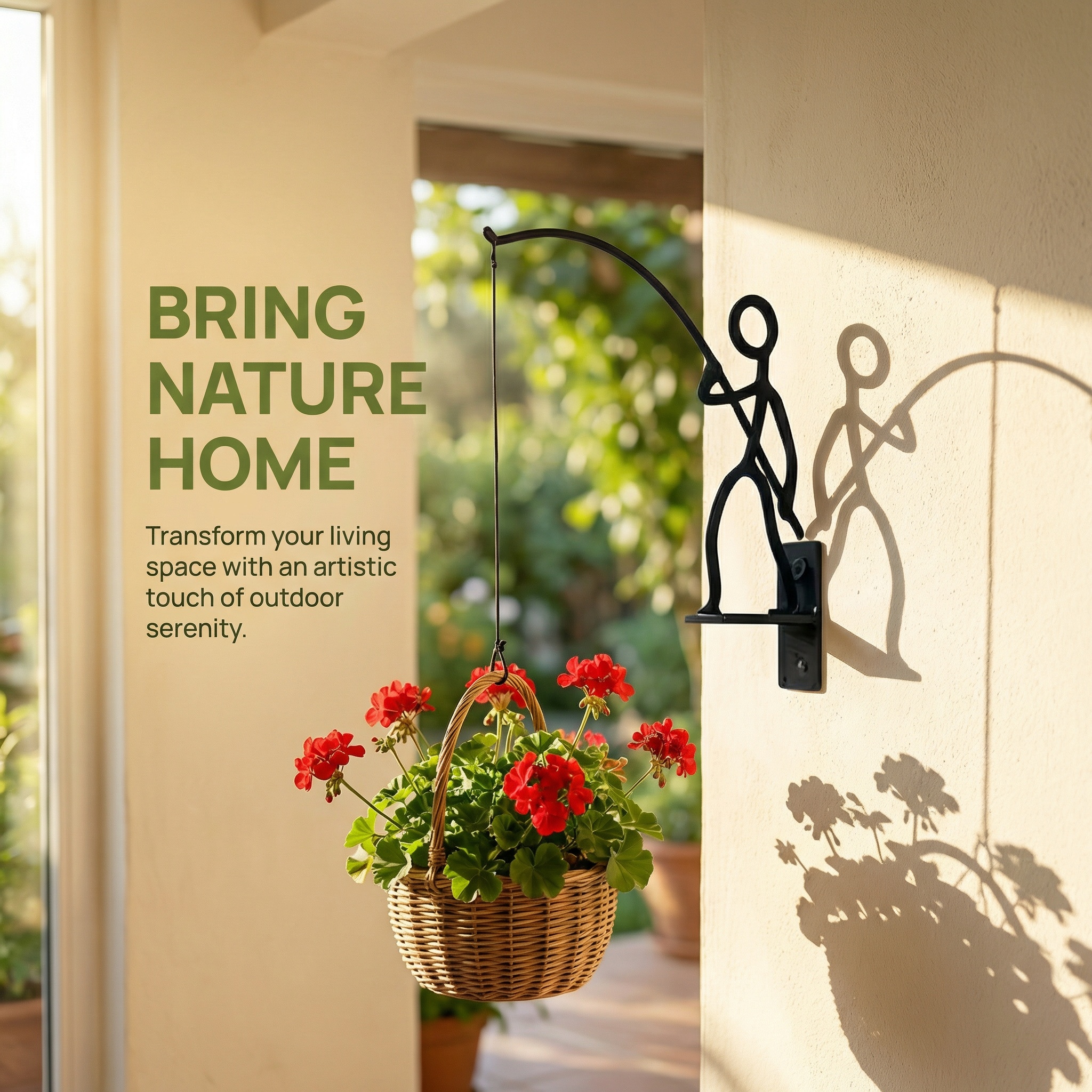 Creative Iron Fisherman Wall Planter Holder