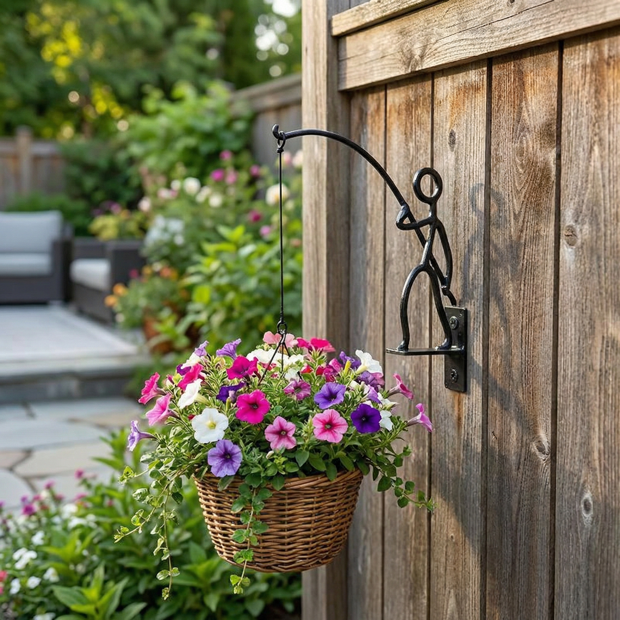 Creative Iron Fisherman Wall Planter Holder