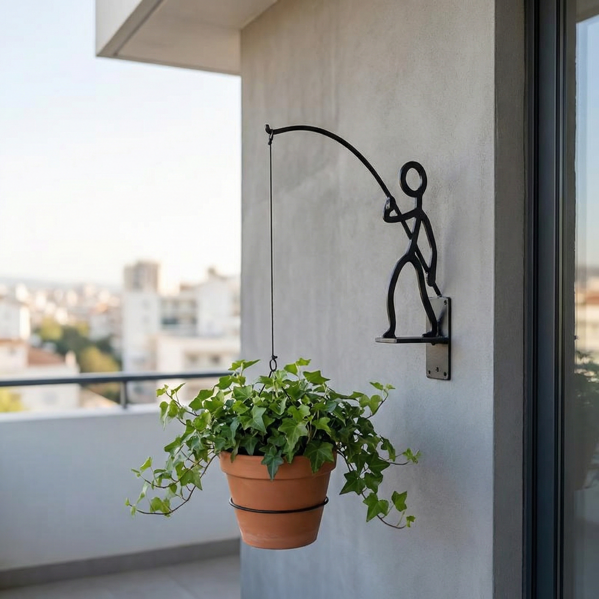 Creative Iron Fisherman Wall Planter Holder