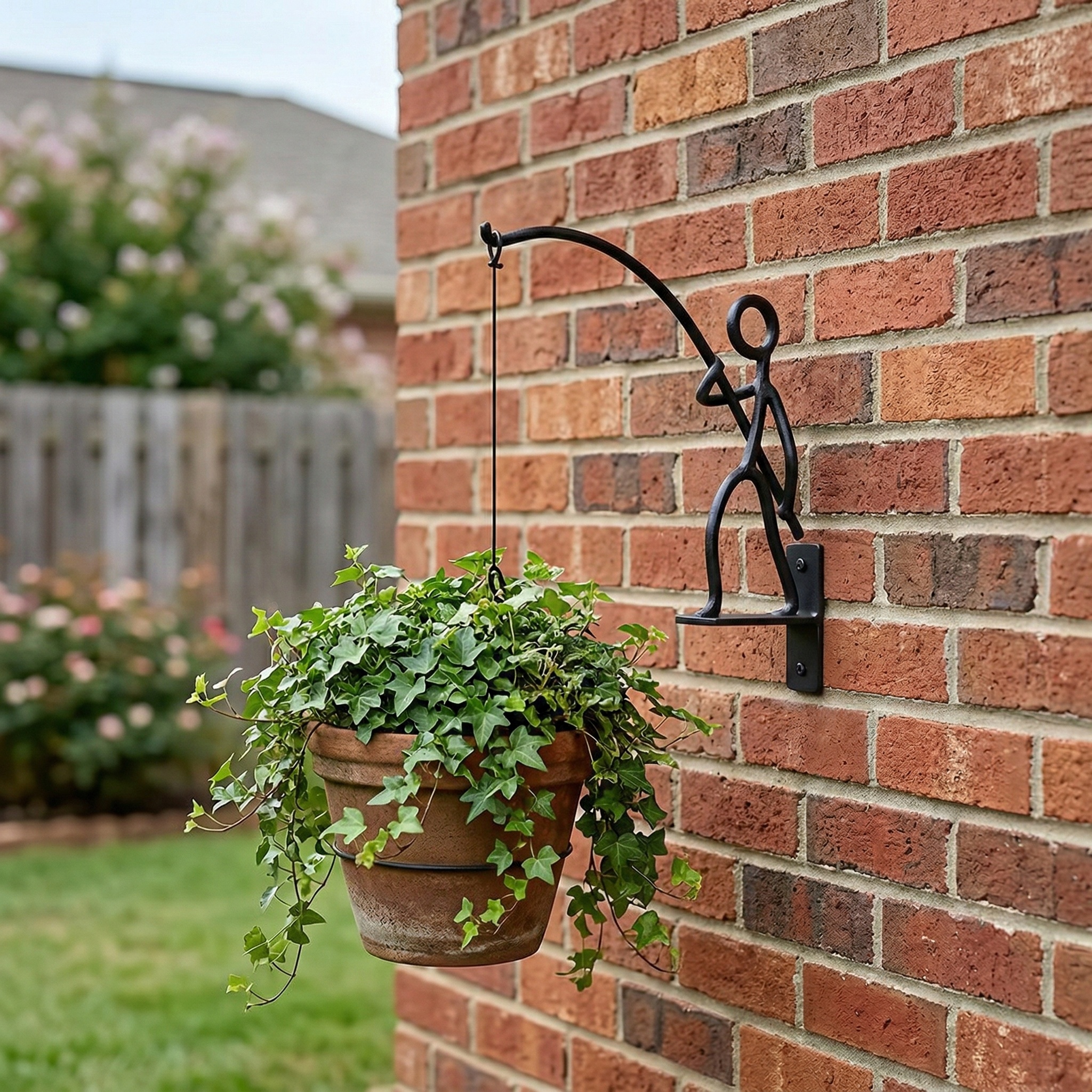 Creative Iron Fisherman Wall Planter Holder