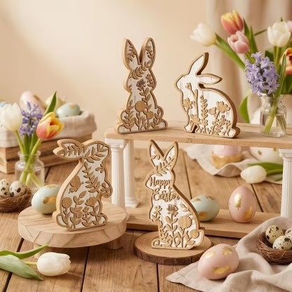 Easter Rabbit Table Wooden Signboard Decorative