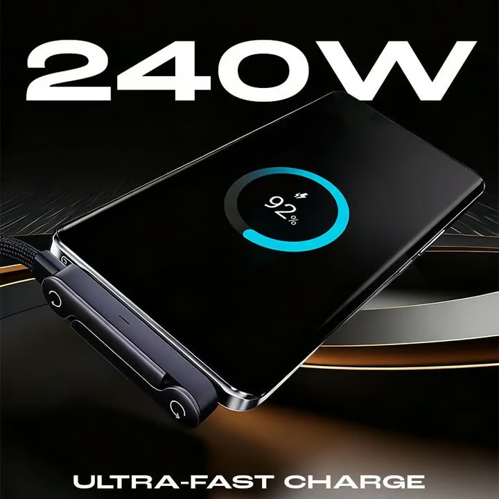 2-in-1 Invisible Stand Charging Cable ,240W Fast Charging Cord