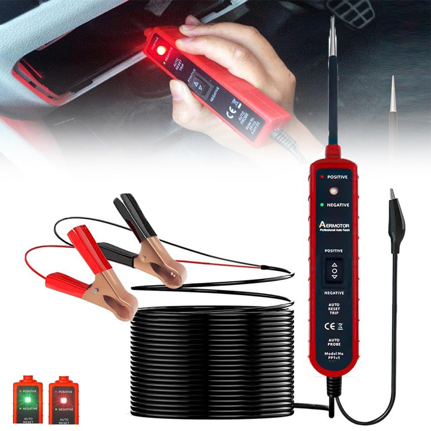 Power Circuit Probe Tester 6V-24V DC Test Light, Automotive Circuit Tester，Car Short Finder
