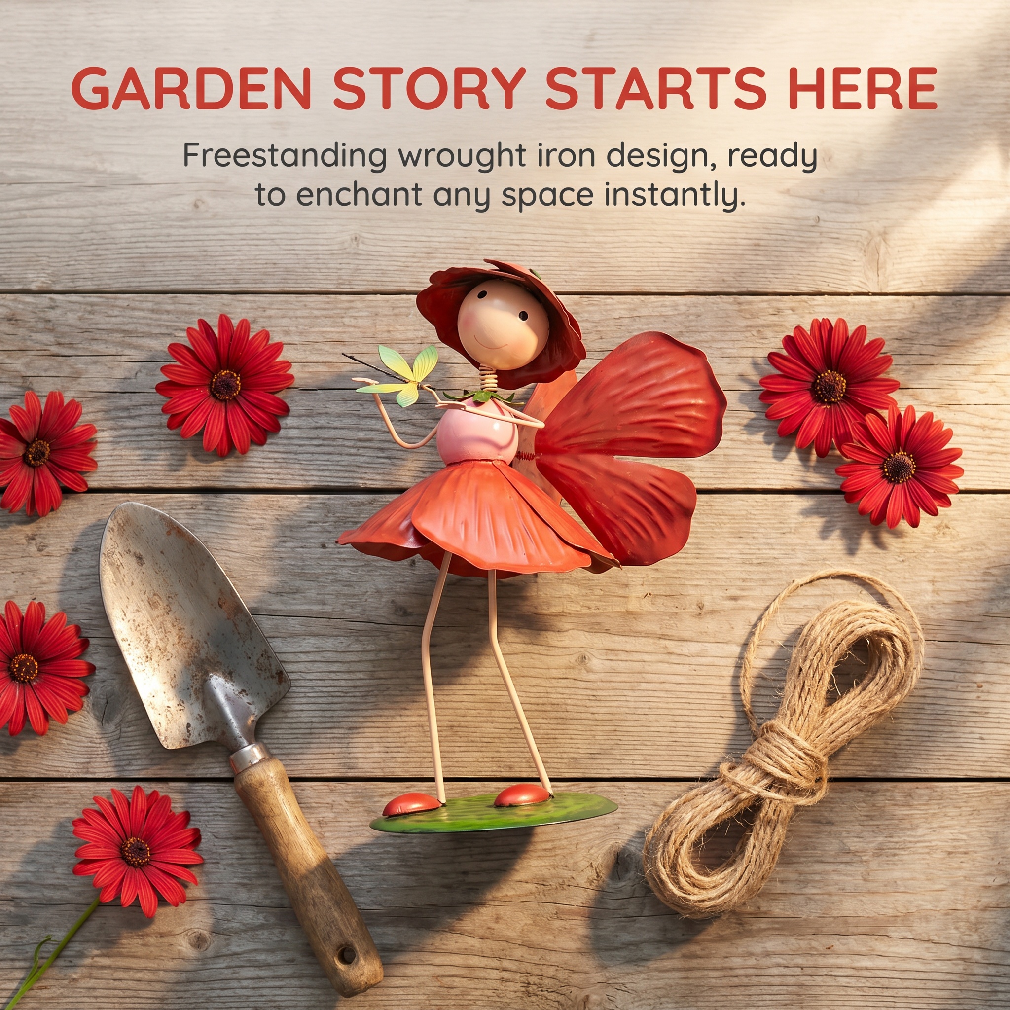Flower Fairy Garden Wrought Iron Ornament