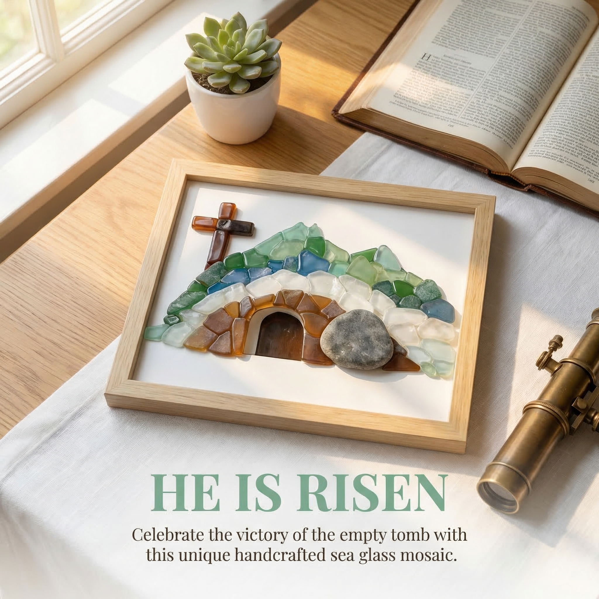 Sea Glass Empty Tomb Resurrection Wall Art