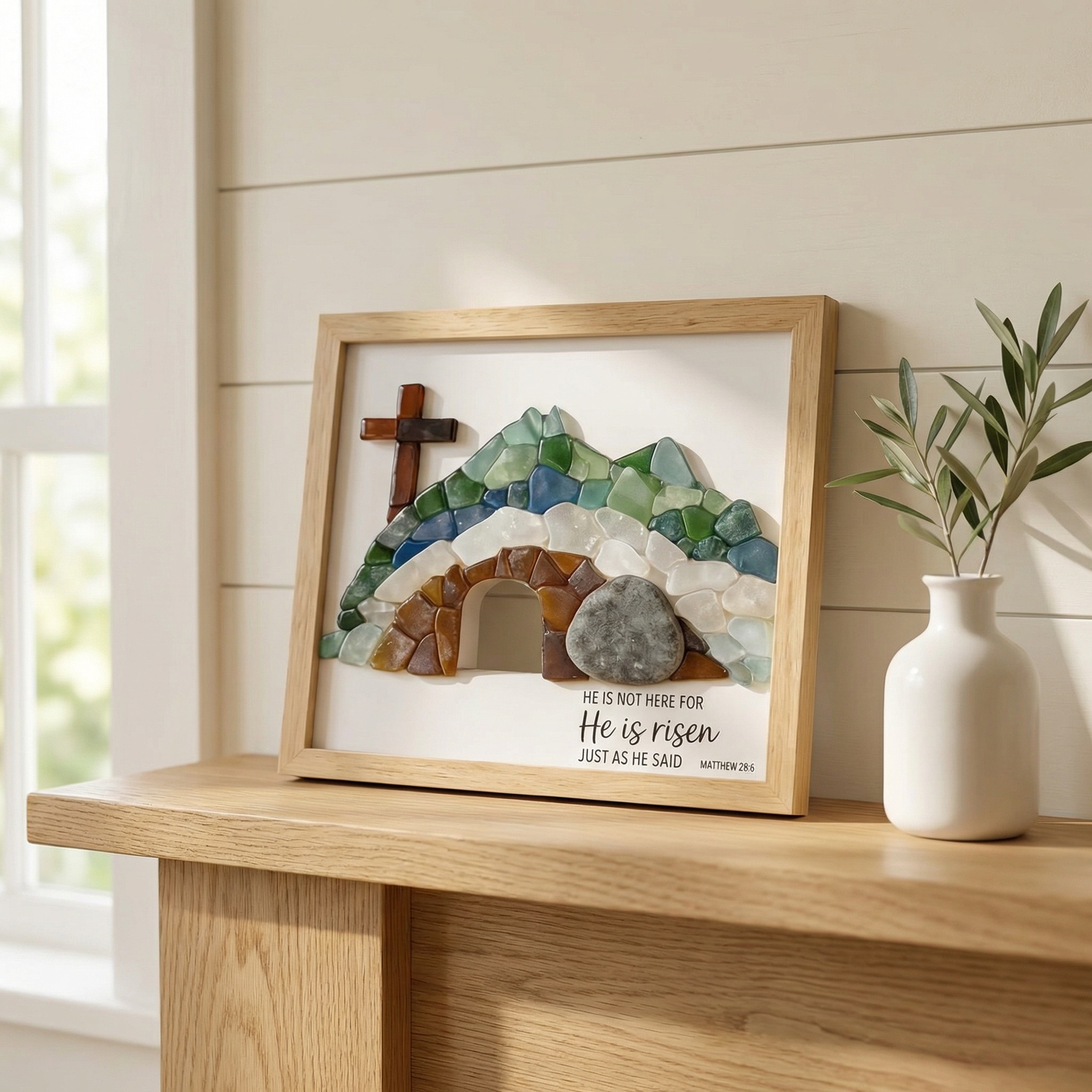 Sea Glass Empty Tomb Resurrection Wall Art