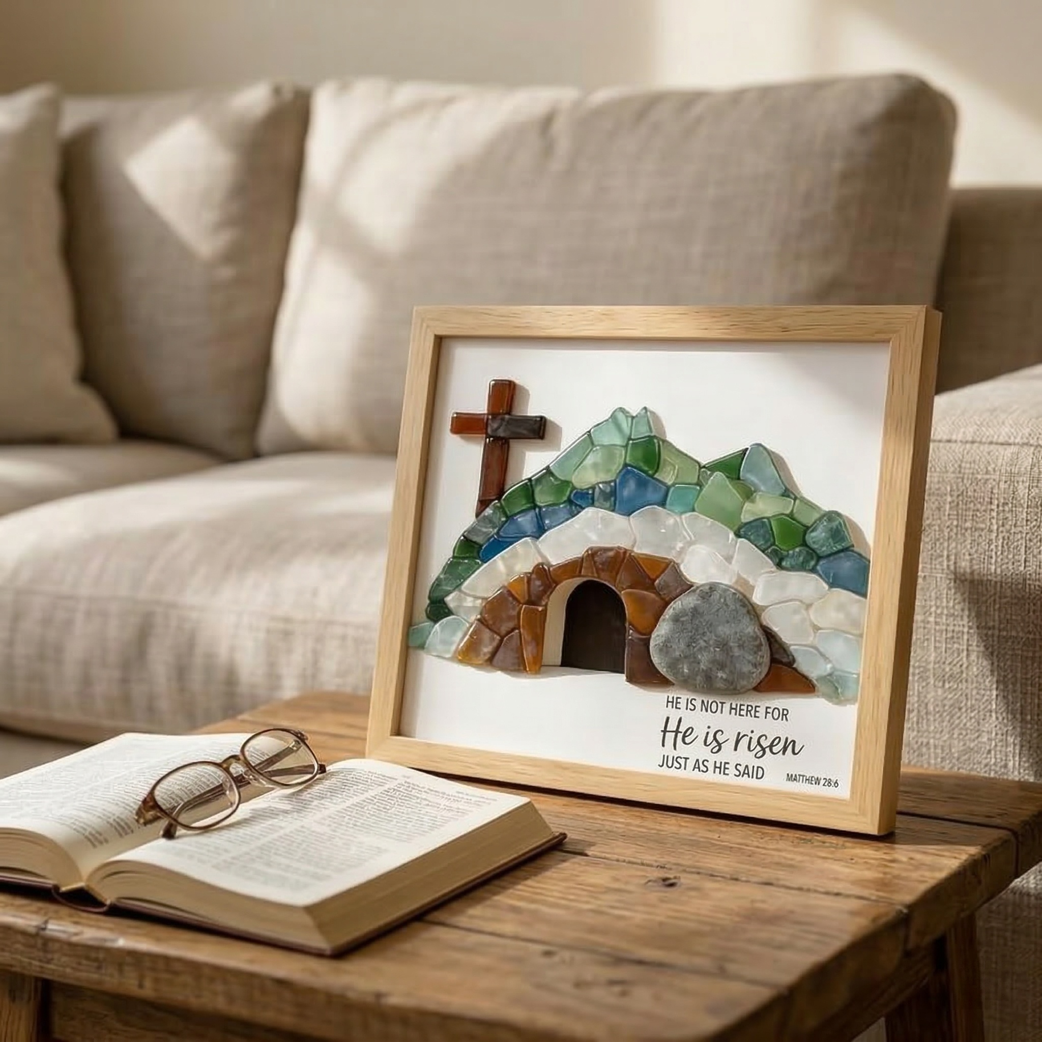 Sea Glass Empty Tomb Resurrection Wall Art