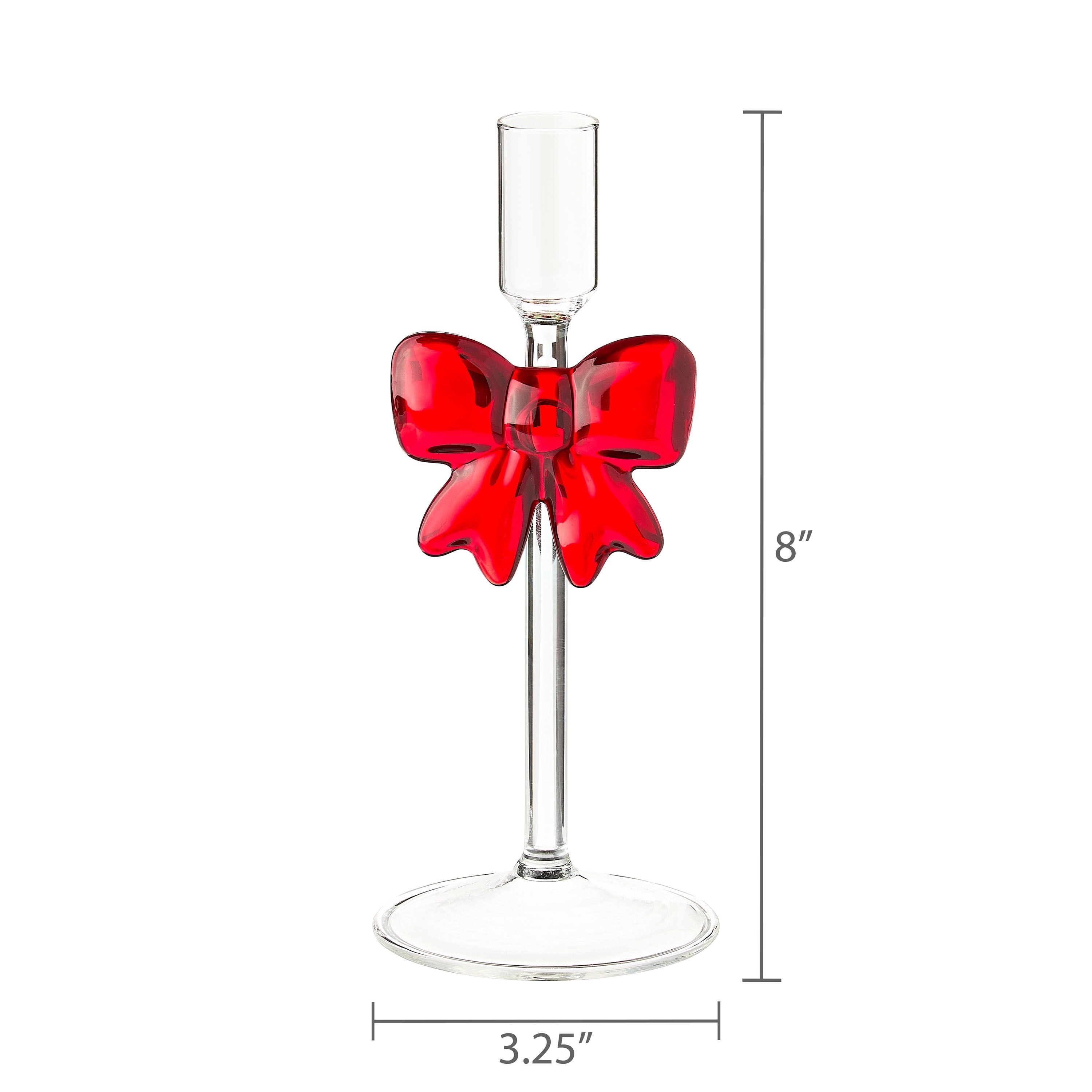 🎄Early Christmas Sale🔥Clear Glass Christmas Taper Candle Holder with Bow