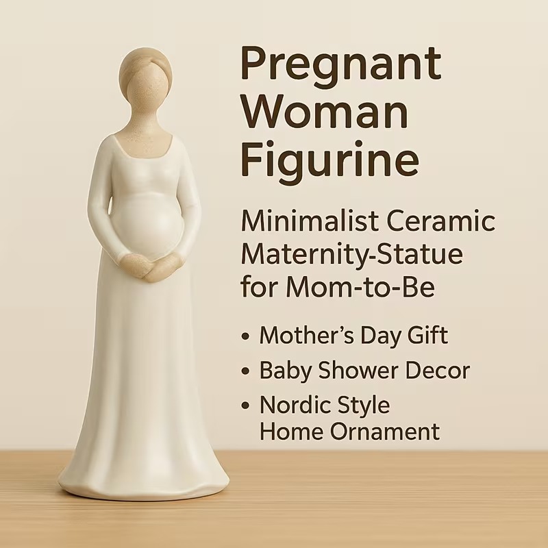 Minimalist Pregnant Woman Figurine for Indoor/Outdoor Decor, Mother’s Day Gift & Baby Shower Keepsake