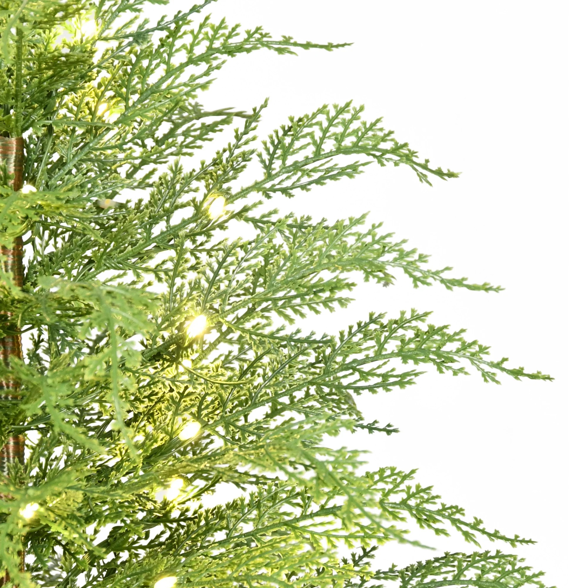 🎄Early Christmas Sale🔥24''  Pre-Lit Green Cypress Artificial Christmas Tree With Woven Basket