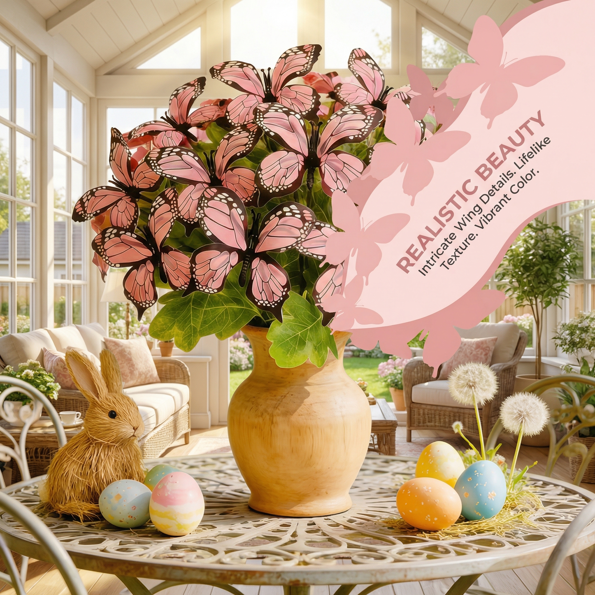 2 PCS Artificial Butterfly Floral Arrangement – Spring Home Décor