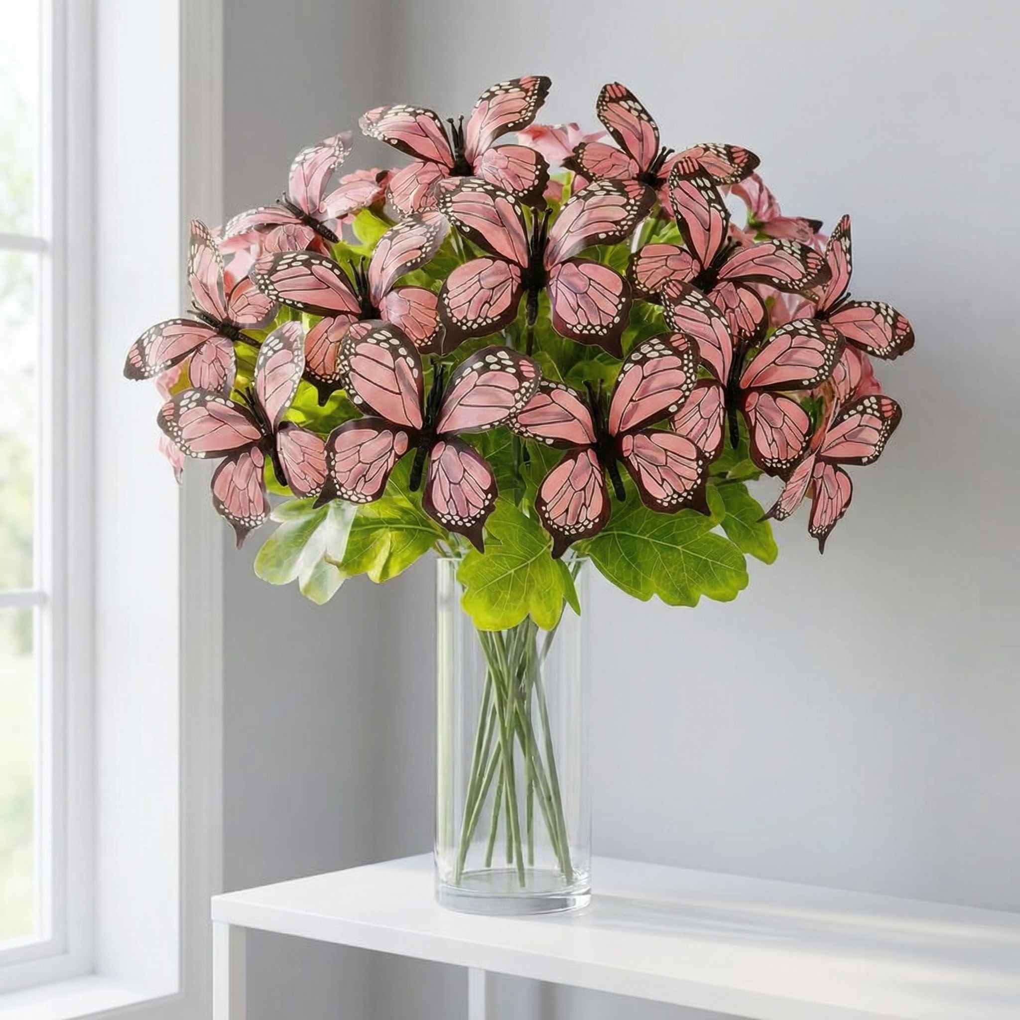 2 PCS Artificial Butterfly Floral Arrangement – Spring Home Décor